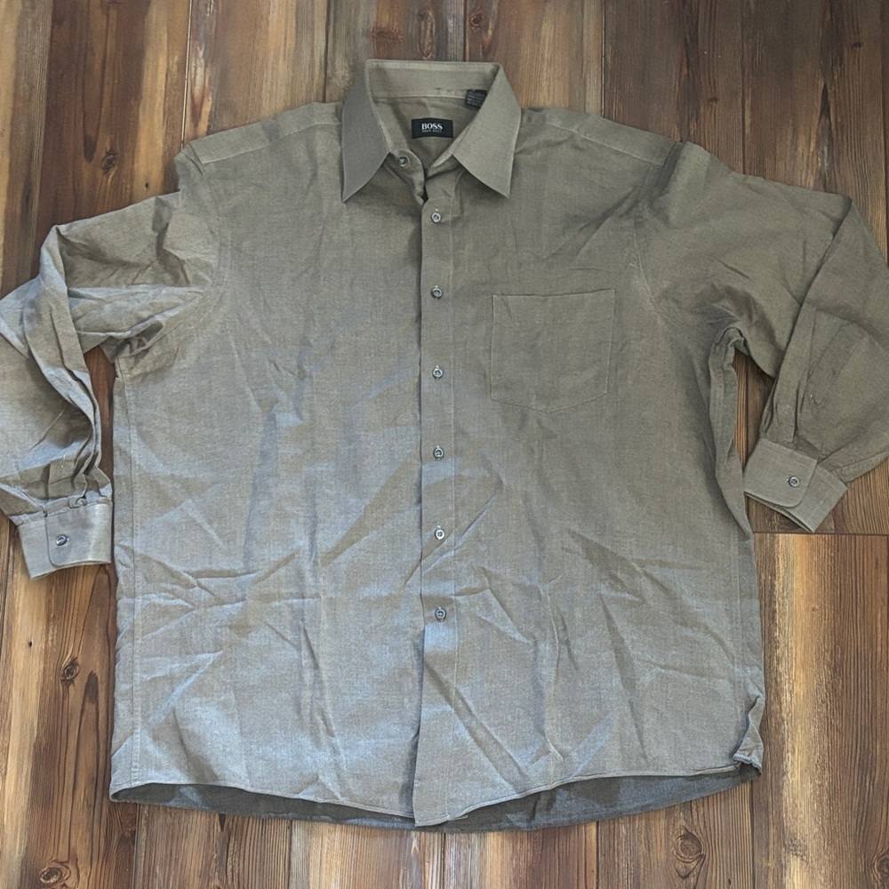 Boss by Hugo Boss Mens Olive Cotton Shirt neck 17 34/35